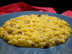 Riso con crema di zucca e salsiccia