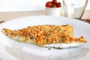 Spigola gratinata alle mandorle