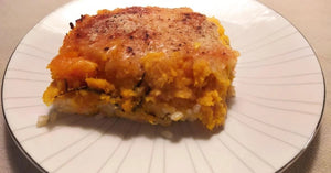 Sartù di riso con crema di zucca, salsiccia