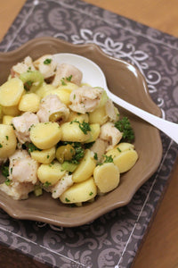 Merluzzo con patate e olive verdi
