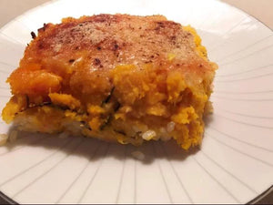 Sartù di riso con crema di zucca e provola