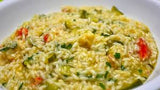 Sartù all’ortolana con melanzane, peperoni e zucchine