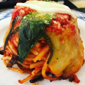 Timballo di bucatini con melanzane e provola