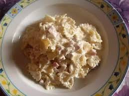 Farfalle con panna, prosciutto cotto