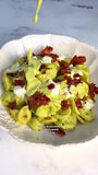 Orecchiette fredde con crema di zucchine e speck tostato