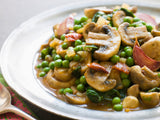 Funghi piselli e pomodorini