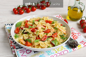 Farfalle fredde rucola gamberetti surimi e pomodorini