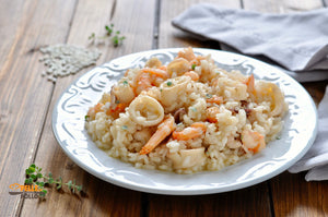 Risotto gamberi e calamari cozze