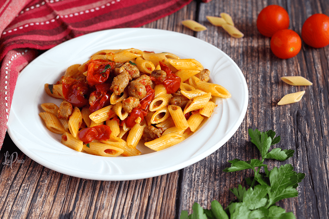 Pasta pomodorini e salsiccia