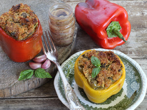 Peperone imbottito con carne e formaggio