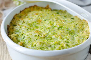 Sartu di riso crema di zucchine, carne e formaggio