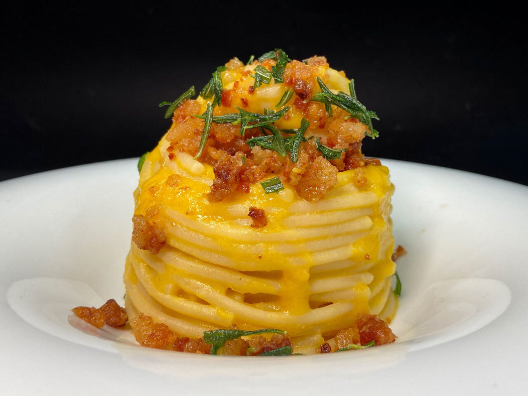 Pasta crema di zucca e carne macinata